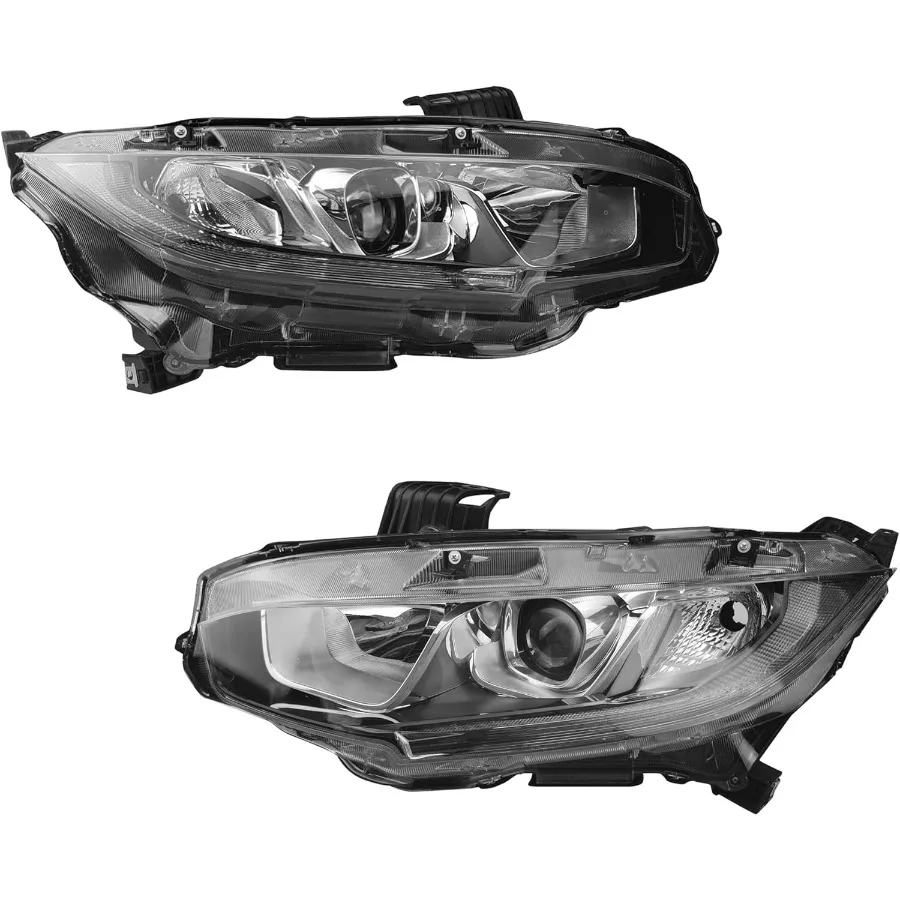 2 قطعة مجموعة مصابيح الهالوجين كروم الإسكان واضح عدسة LED كشافات الجانب الأيسر والأيمن ل 2016 2017 2018 2019 2020 2021 Hon #2