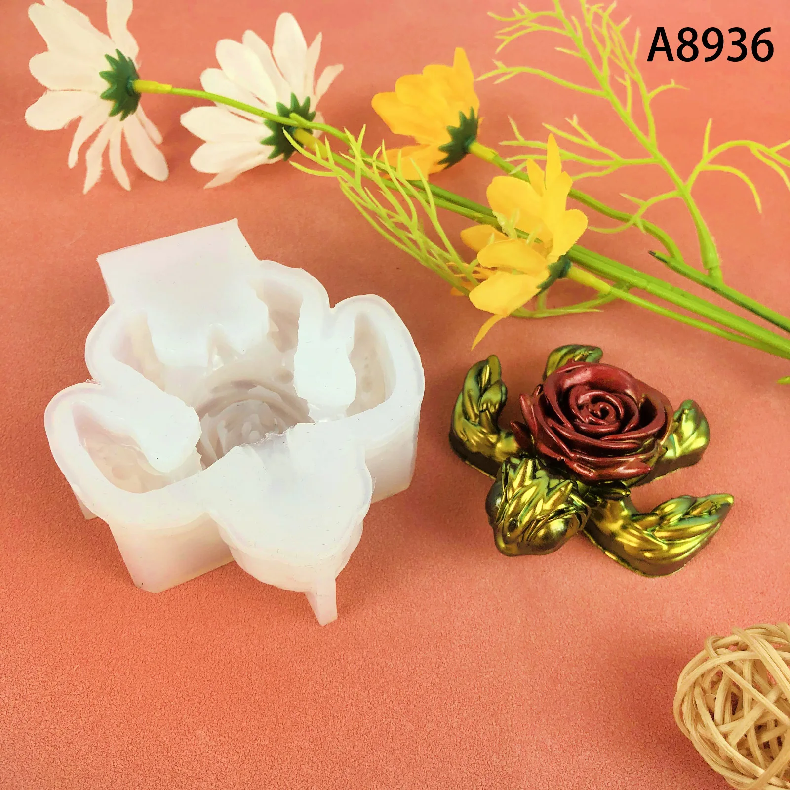 Rose Turtle Candle Silicone Mold Gypsum Aromatherapy Epoxy Resin Plastic Decoration Mould DIY 3D Turtle Rose Silicone Mold