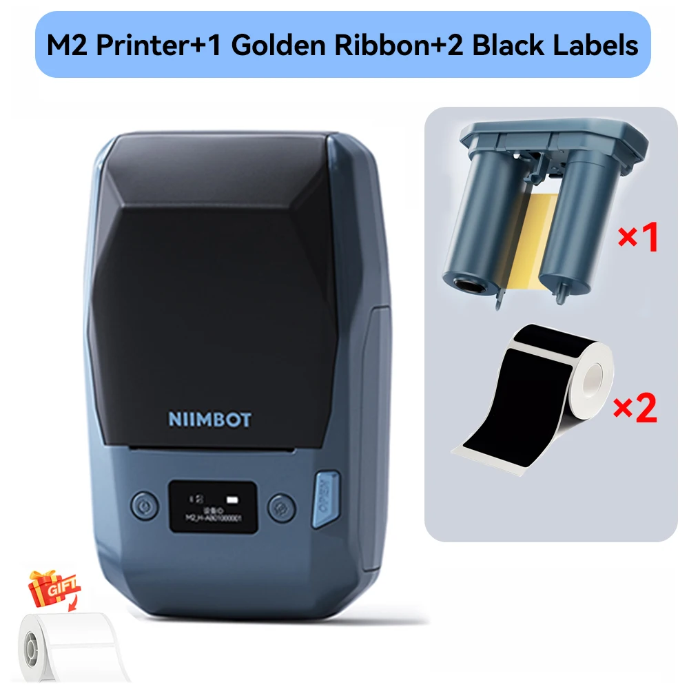 Niimbot M2 thermische overdracht labelprinter gouden/wit lint en zwarte zelfklevende wijnfles DIY-labels voor thuisbedrijven - afbeelding 1