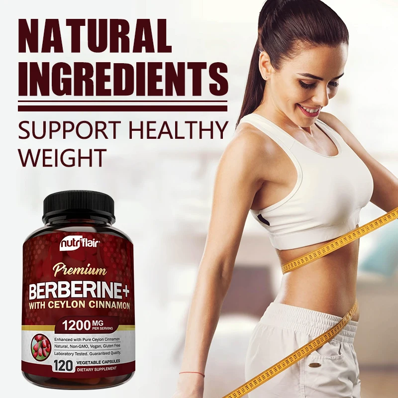 Premium Berberine HCl 1200mg- Ceylon Cinnamon Supplement - Supports Glucose Metabolism, Immune System, Healthy Weight Management