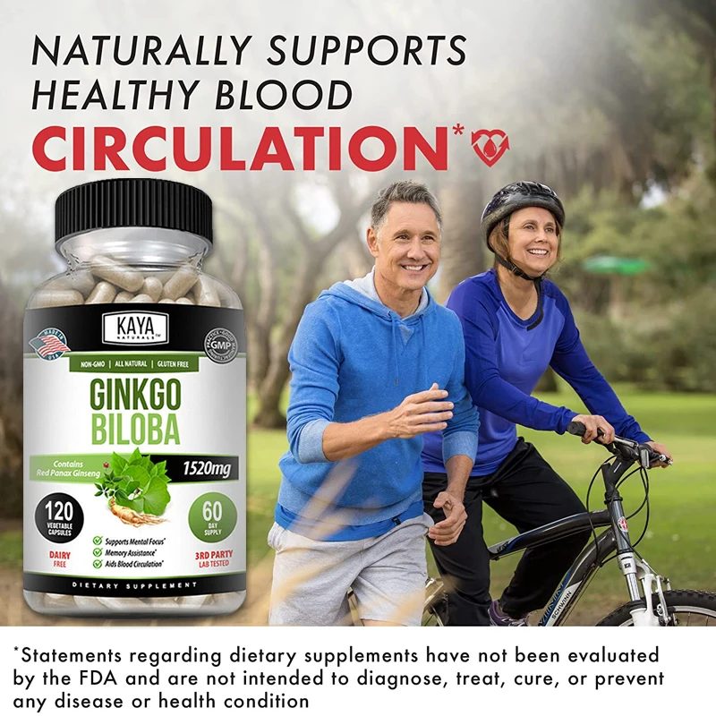 Ginkgo Biloba Supplement – Improves Memory, Mental Focus and Concentration, Promotes Healthy Circulatory System