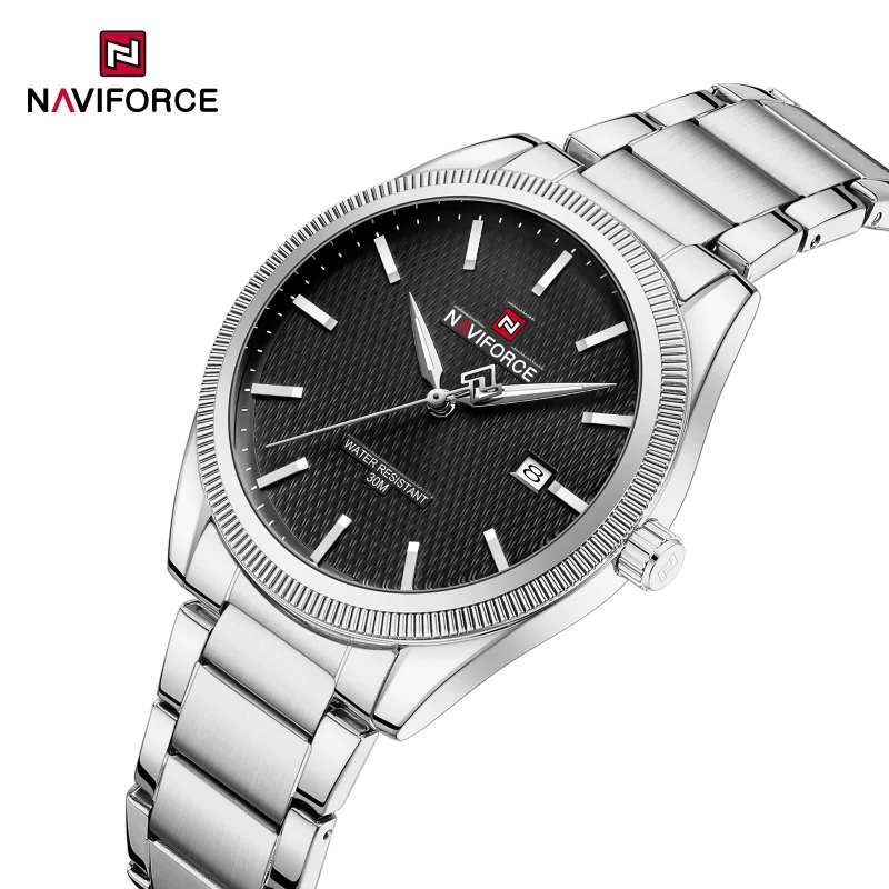 NAVIFORCE Brand Calendar Watch for Man Luxury Steel Strap 3ATM Water Resistant Auto Date Quartz Wristwatch Relogio Masculino