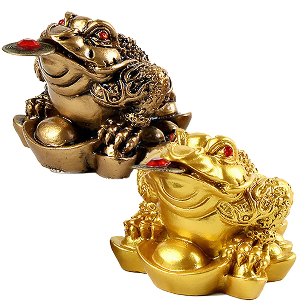 Mini Fortune Lucky Coin Frog Feng Shui Money Toad Chan Chu Chinese Charm of Prosperity Decoration Gift for Home Office