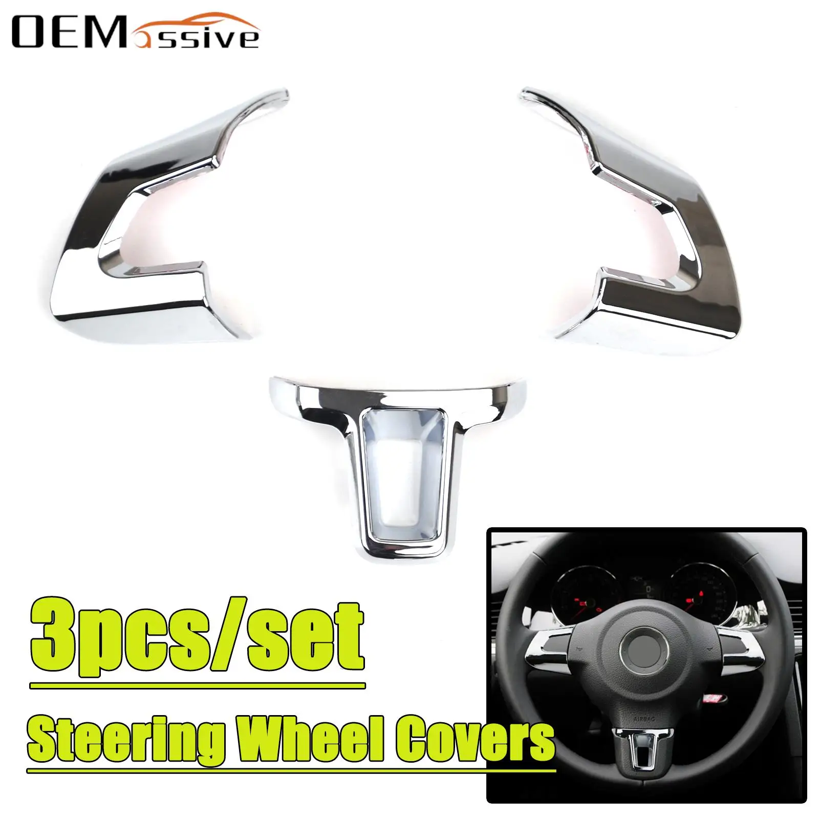 For VW Golf MK6 Bora Jetta Polo Touran Eos Caddy Car Accessories Chrome Steering Wheel Cover Trim 2009 2010 2011 2021 2013 2014