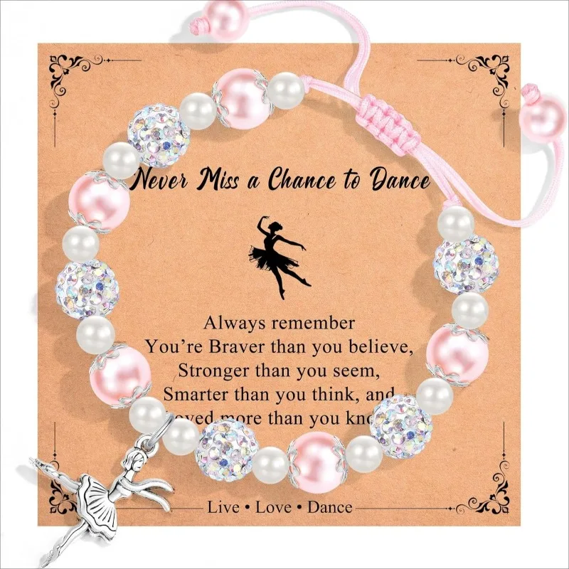 Dance Recital Gifts for Girls, Ballet Dancer Ballerina Bracelet Jewelry for Daughter Granddaughter Niece Friends Dance Team