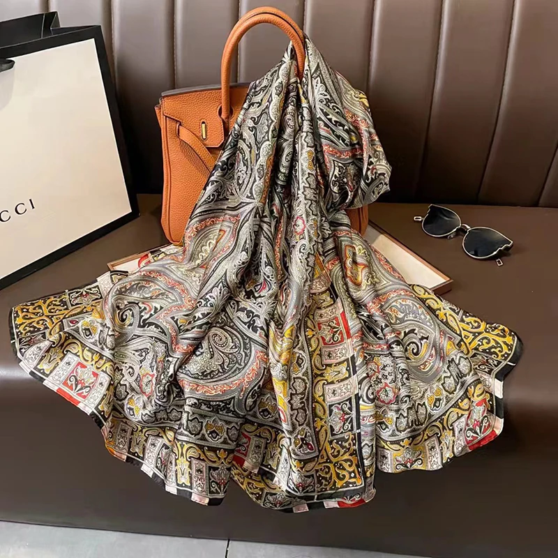 Luxury Design Brand Print Hijabs Scarfs Women Cashew Beach Stoles Pashmina Large Shawl Wrap Headband Foulard New Decor