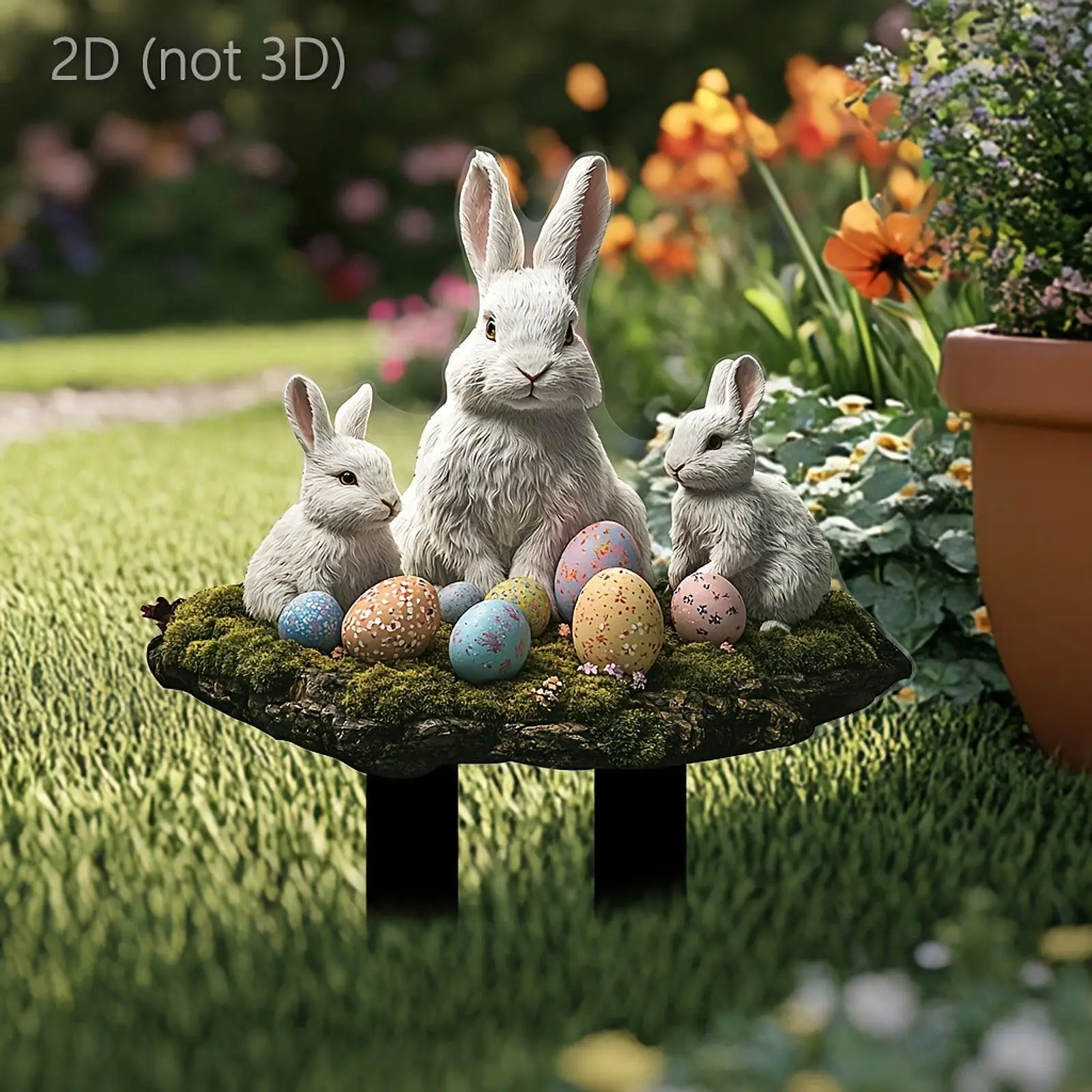 Easters Egg Yard Stake 2D Ornament Decor for Sidewalk Farm Gardening