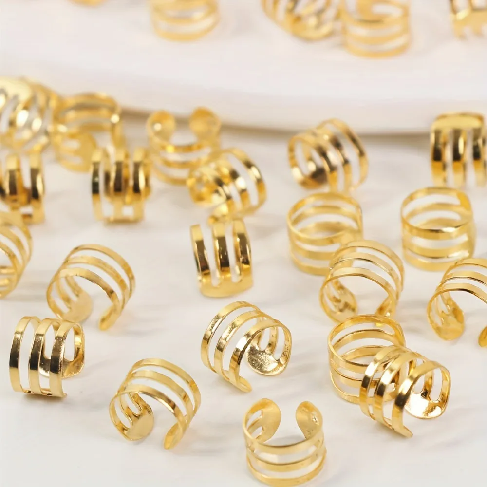 40pcs Dread Locks Hollow Out Hair Ring Hair Braiding Gold Dreadlocks Beads Metal Cuff Clips Adjustable Hair Braid Tubes Women