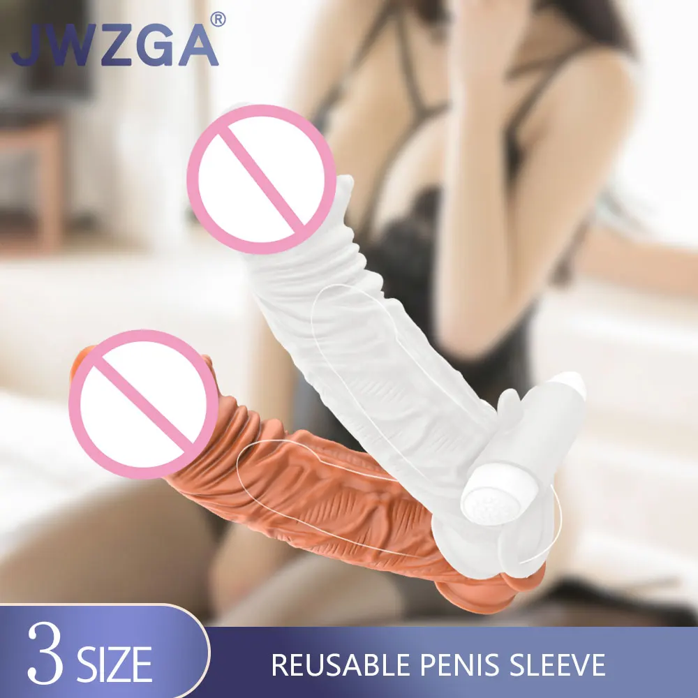 Reusable Penis Sleeve Male Penis Extender Reusable Dildos Condoms Dick Enlargement Sex Toys For Men Adults Sex Products Sex Shop