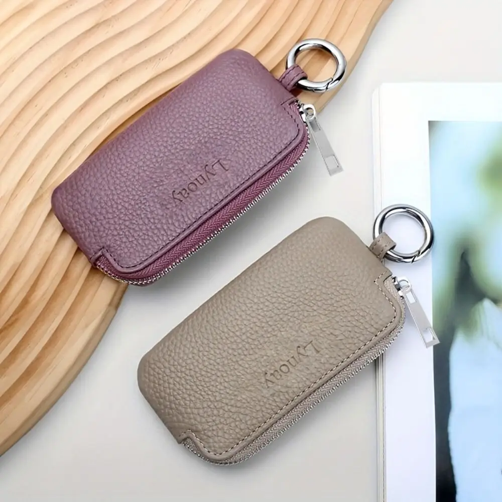 Universal PU Leather Key Holder Multifunctional Zipper Car Key Case Small Size Multifunctional Key Case Daily Organizer
