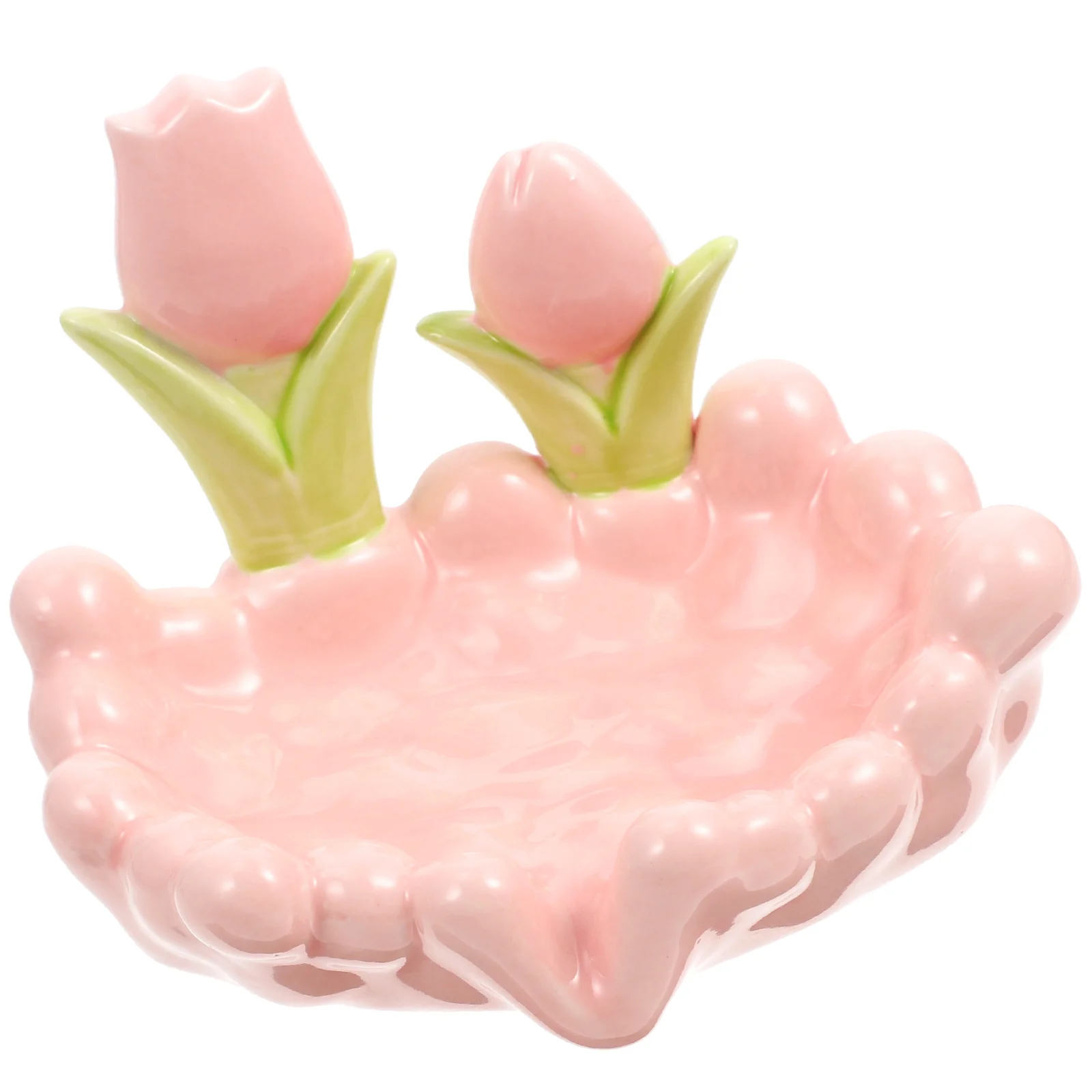 

Ceramic Tulip Soap Holder Self Draining Soap Dish Decorative Flower Tray Bathroom Kitchen Counter Bathroom Supplies,
