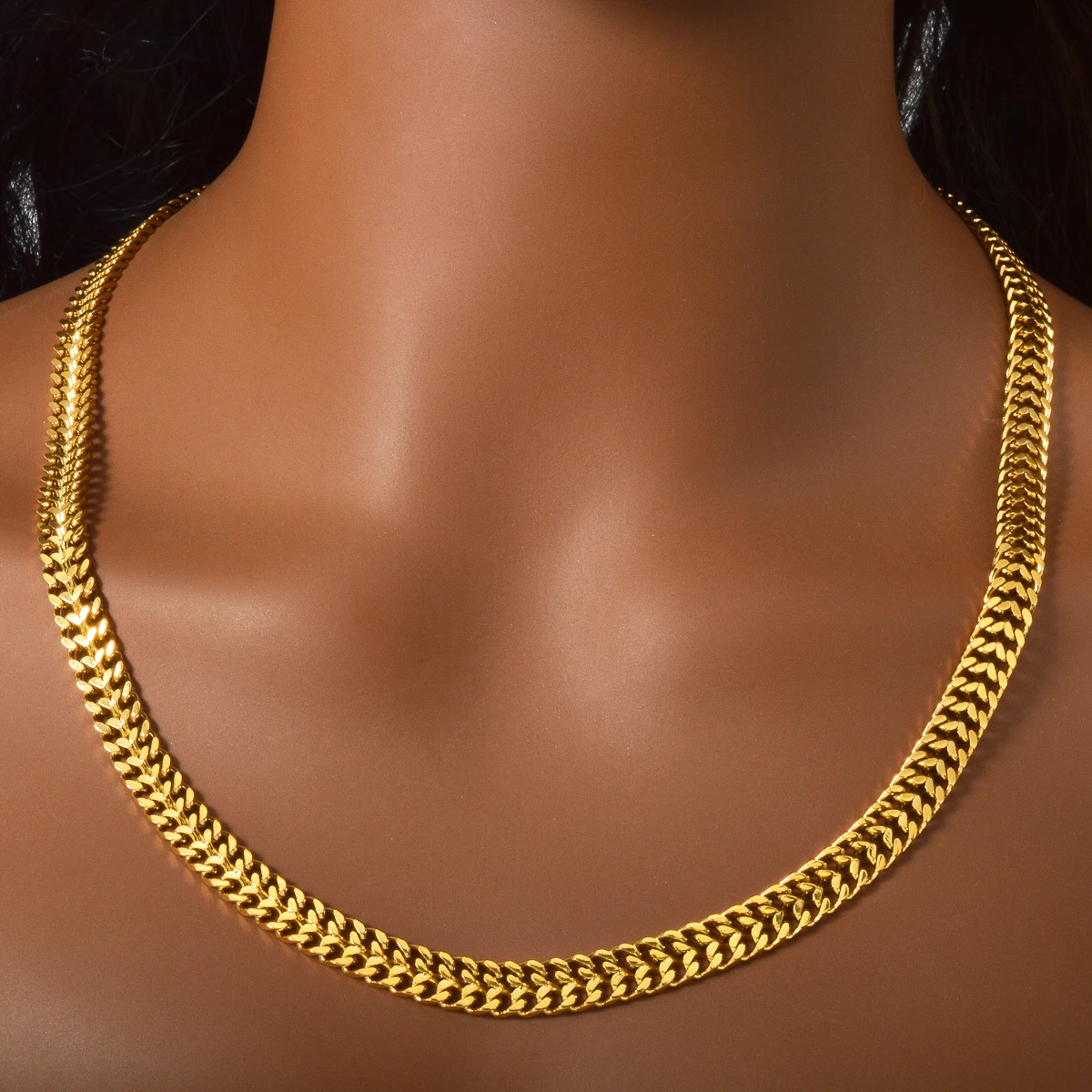 

Gold Color Cuban Link Chain Necklace Wide Flat Chain Hip Hop Jewelry for Men and Women Fashion Unisex Statement Accessory