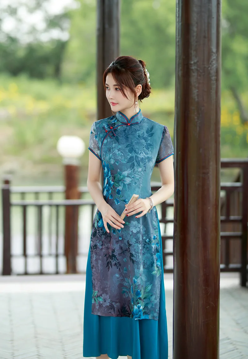 2023 Spring and Summer New Cheongsam Aodai Improved Cheongsam Women Daily Vietnamese Formal Qipao Chinese Dress for Women