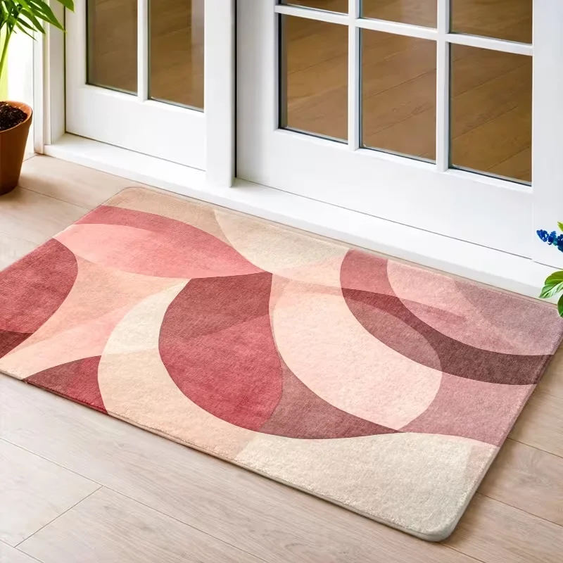 Tapis de porte géométrique à dégradé abstrait, antidérapant, doux, pour l'entrée, la chambre à coucher, la cuisine, décoration intérieure, tapis de maison