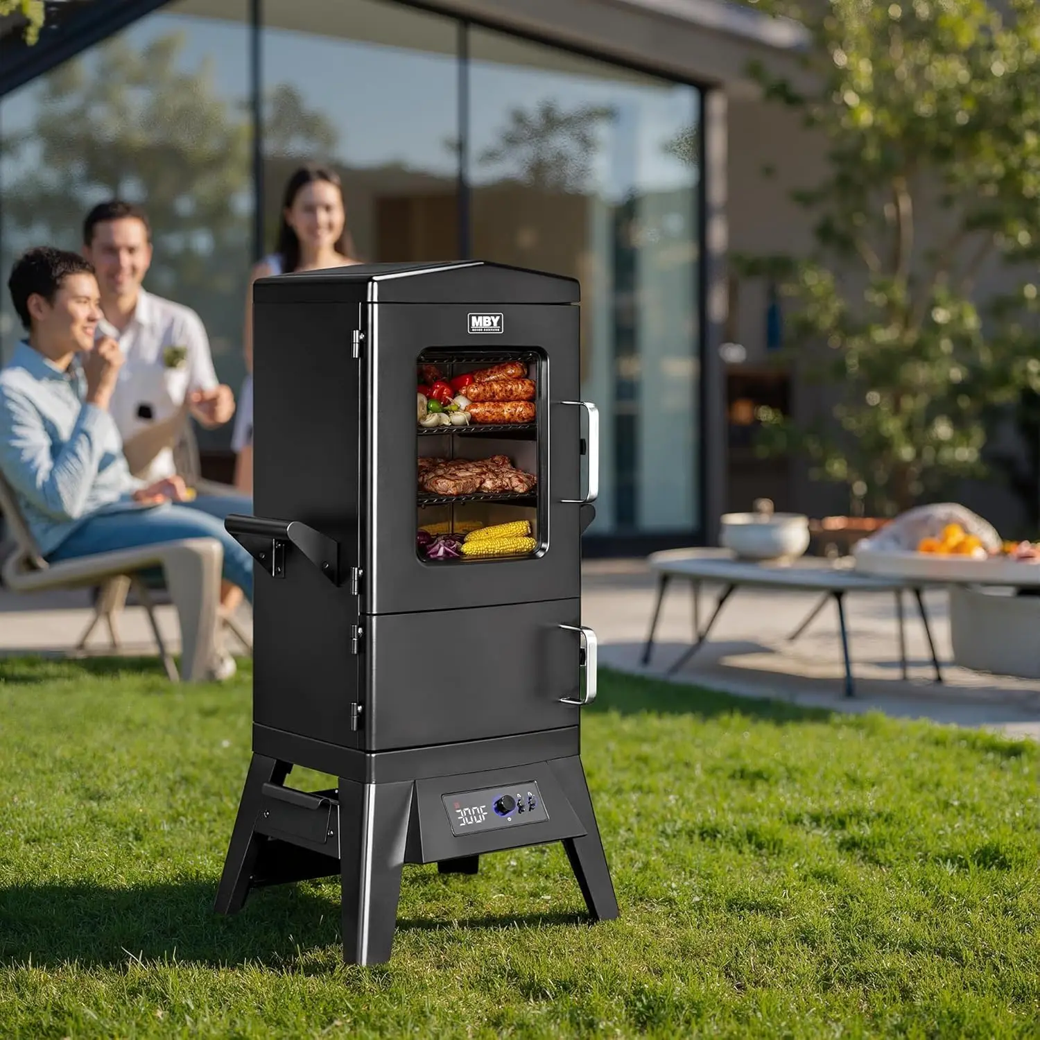 Electric Smoker 40 Inch Vertical Smoker with Meat Probe, Digital Temperature Control & Wood Chip Loader, 633 Sq, Customized