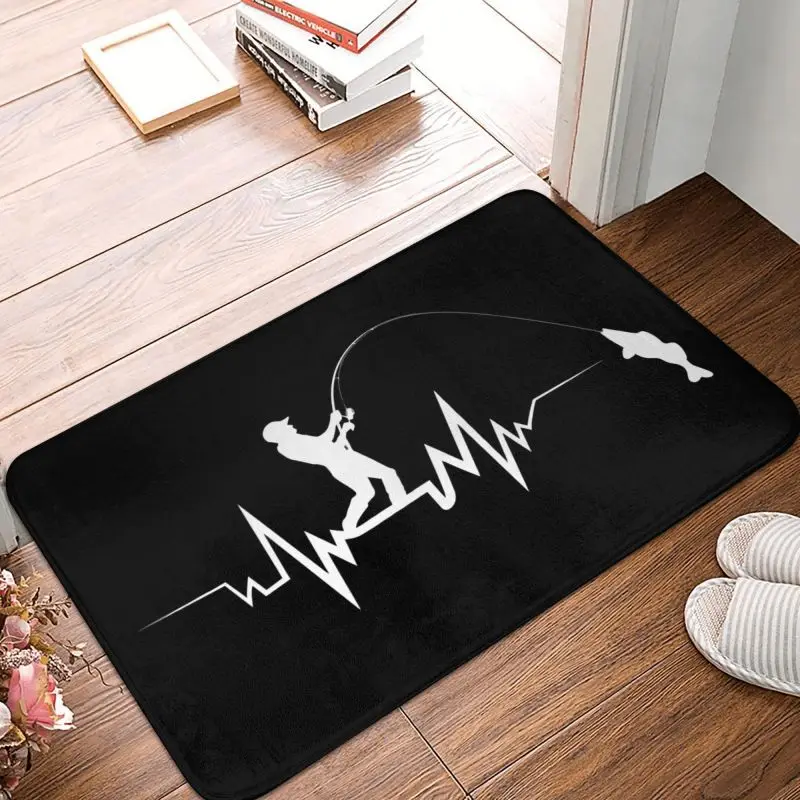 Fishing Heartbeat Doormat Anti-Slip Bathroom Kitchen Mat Toilet Floor Door Entrance Carpet Rug