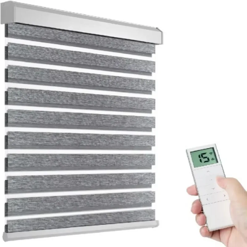 

[Factory Price] Waterproof Motorized Zip Track Roller Blinds Nature's Pattern Fabric Blackout Built-in For French Windows