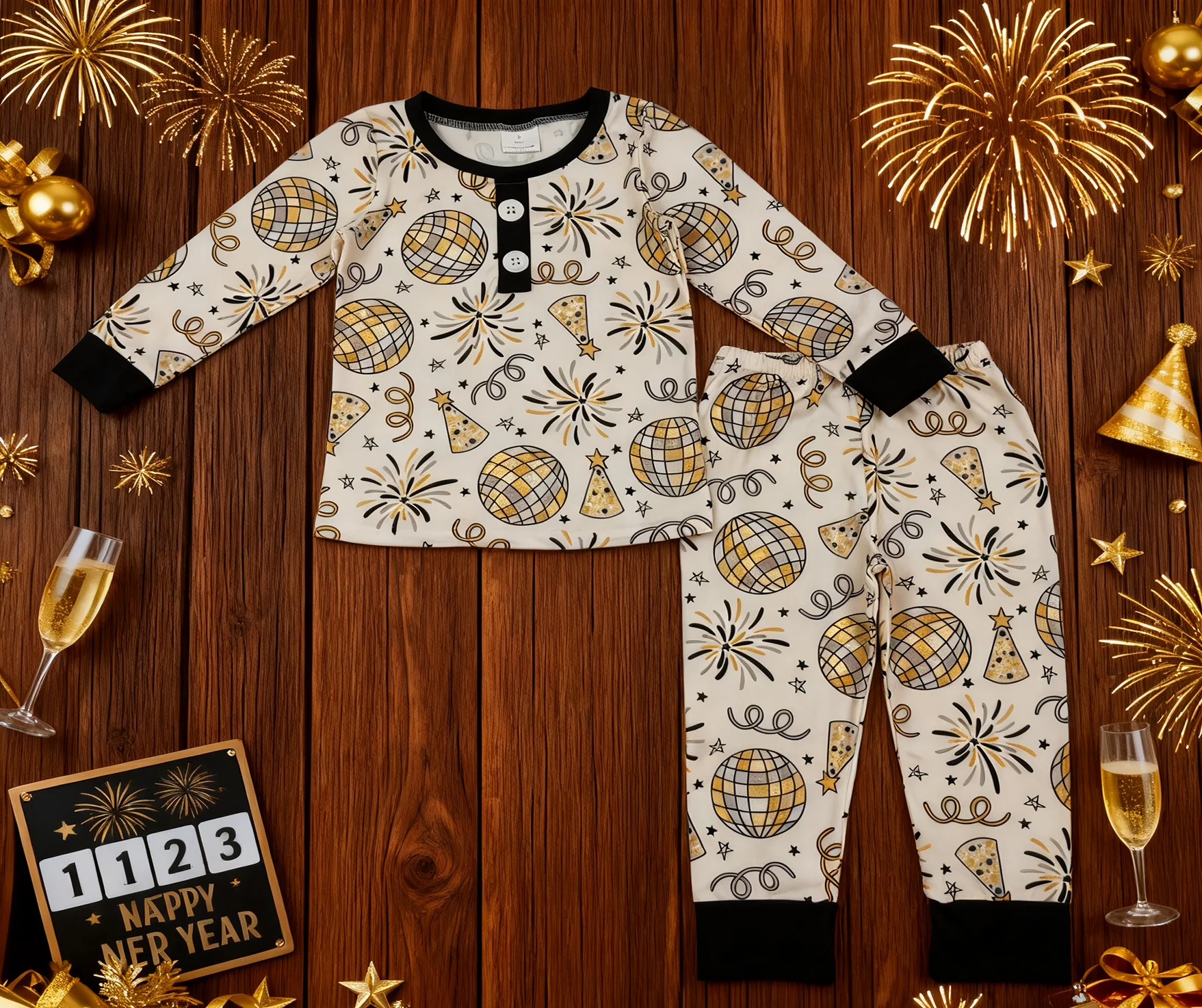 

Z1010-02 BLP1166 Kids Outfit Long Sleeve Top With Pants Set Children New Year Clothes