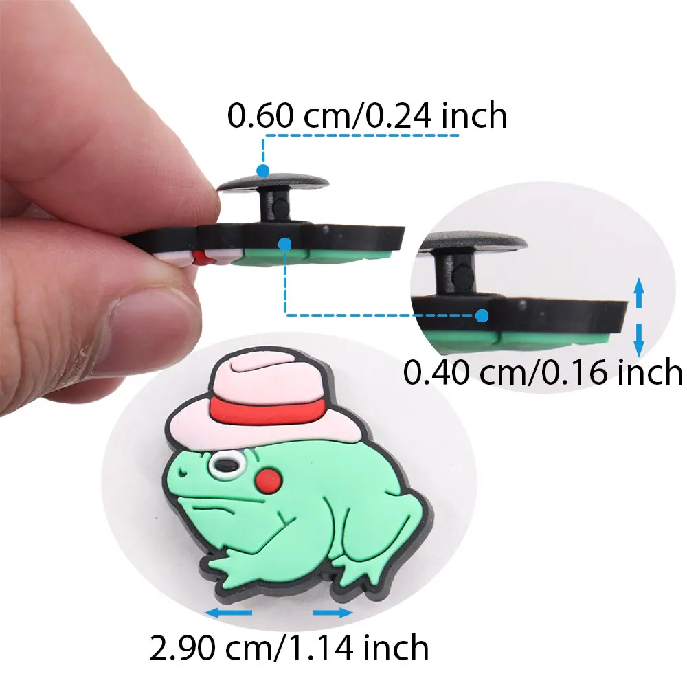 New Arrival 1-15pcs Shoe Charms Cartoon Animal Cute Green Little Frog Accessories PVC Shoes Decoration For Birthday Present