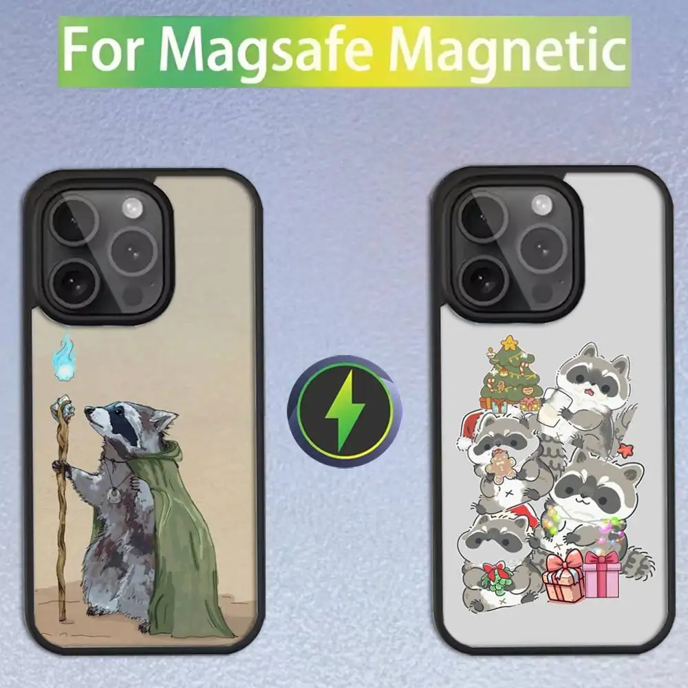 

Raccoon Cartoon Cute For iPhone 11,12,13,14,15,16,17,Pro,Max,Plus,Mini,SE4,E Phone Case Magnetic For Magsafe Wireless
