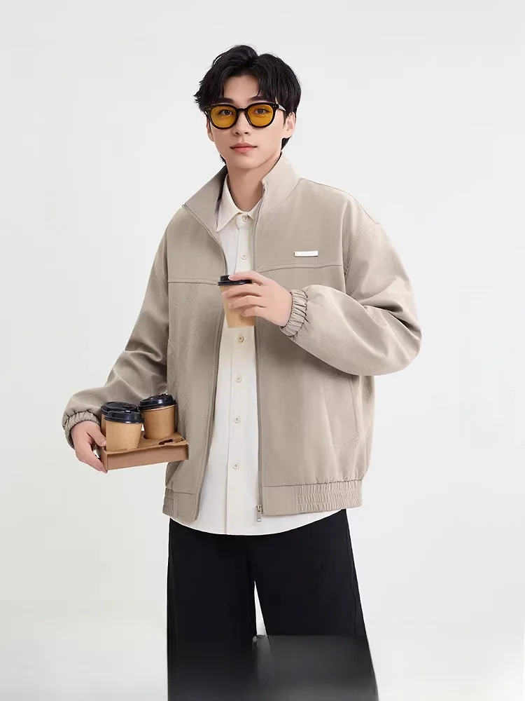 

Faionable Свободная мужская кожаная бархатная рабочая футболка Jaet, осень 2024, Happin 50282, длинная све, молодежная футболка с застежкой-молнией