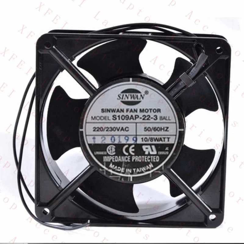 

F I PCS for SINWAN Fan S109AP-22-3 AC 220V 10W 12038 12CM 2 Wire #WD9