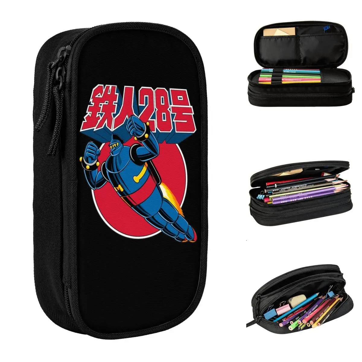 Tetsujin 28 Robot Pencil Cases Creative Mazinger Z Pen Pencil Bags Girl Boy Large Storage School Supplies Gifts Pencilcases