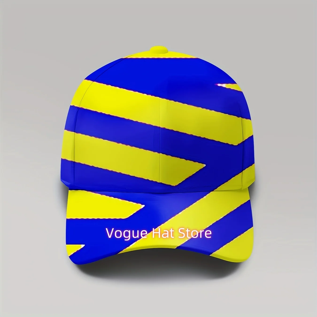1pc Men's & Women's Retro Blue & Yellow Diagonal Stripe Baseball Cap - Adjustable, Lightweight Breathable Unisex Hat with Snap C