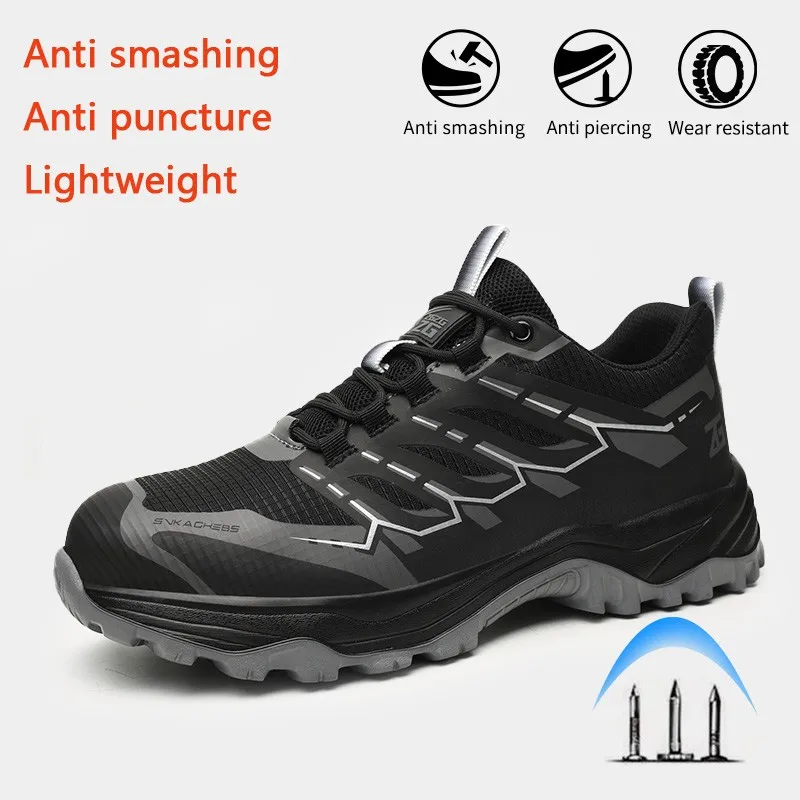 

Men Safety Shoes Steel Toe Caps Anti Smashing Anti Stab Wear-resistant Breathable Ultra Light Work Shoes Zapatos De Seguridad