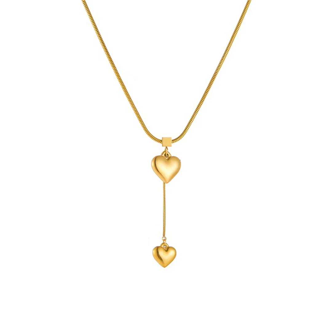 

Fashion Love Heart Charm Pendant Femme Gold Color Stainless Steel Snake Bone Neck Chain Choker Necklace for Women Jewelry Gift