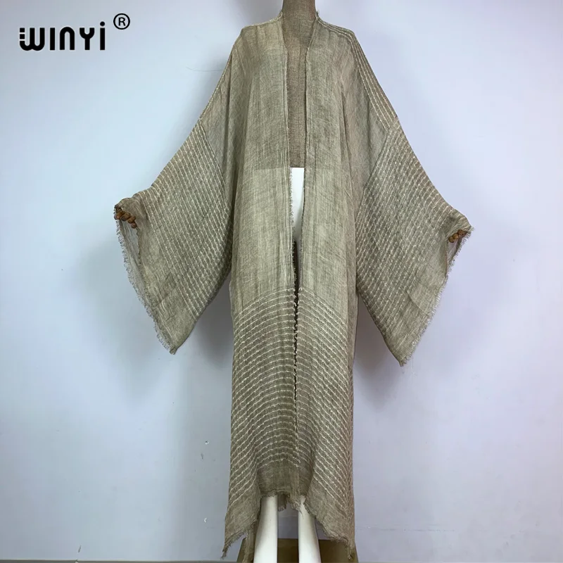 WINYI-Robe cardigan pour femme, vêtement de haute qualité, confortable, doux, style bohème, maxi, pour la plage, les vacances, kimono africain