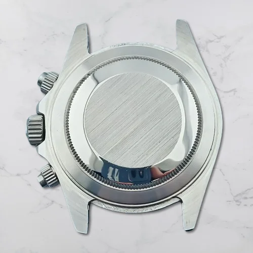 39.5mm Silver Watch Case Rainbow Bezel Luminous Panda Dial Fits VK63 Movement 316L Stainless Steel Sapphire Glass Waterproof