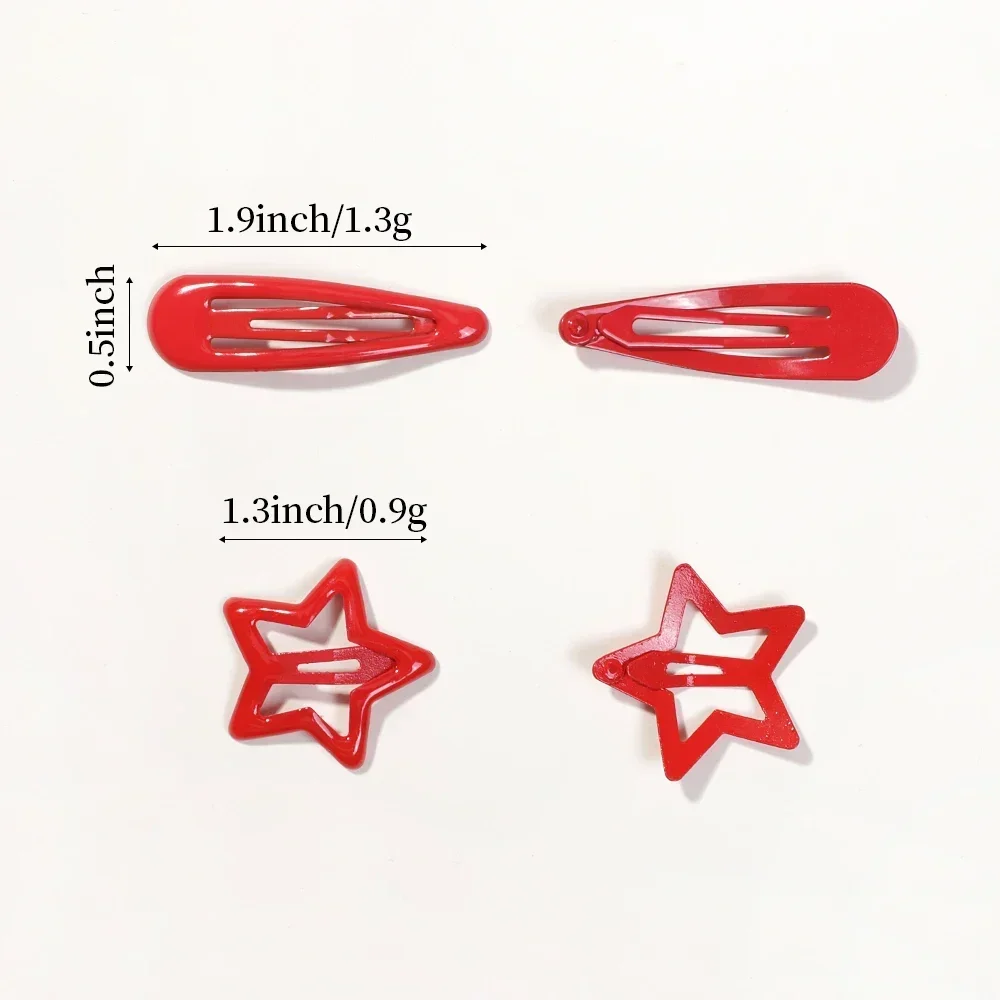 10/20pcsY2K Red Lucky Festive Stars BB Hair Clips Waterdrop-shaped Barrettes Girls Sweet Cool Pentagram Hairpin Hair Accessories