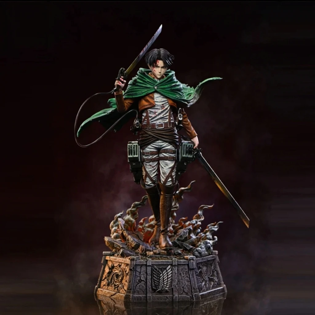 مجسم أنمي هجوم العمالقة إيرين ييغر وضعية قتالية رأس قابل للتبديل 34 سم | Attack on Titan Eren Yeager Action Figure Head Swap 34cm