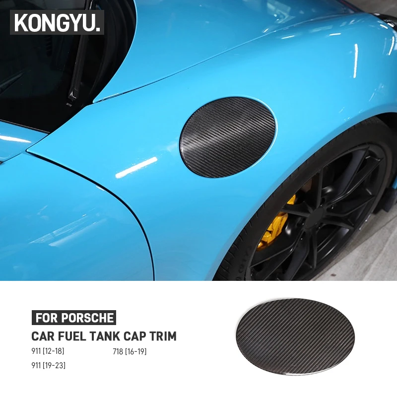 For Porsche 718 2016-2019 911 2012-2023 Real Carbon Fiber Car Fuel Tank Cap Decorative Sticker Protector Cover Auto Accessories
