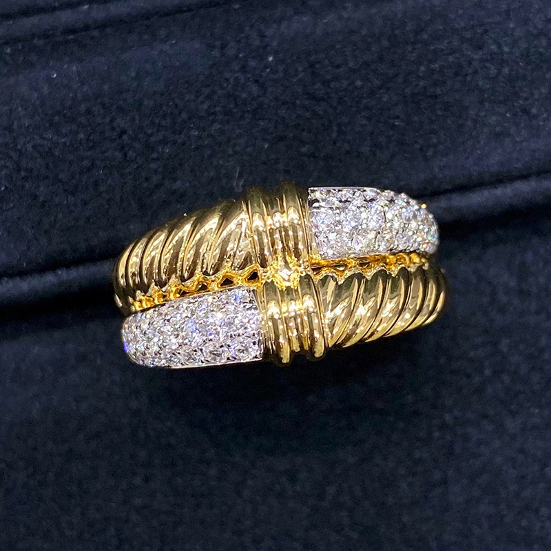 Aazuo Vintage Style Fine Jewelry 18K Yellow Gold Real Diamond Luxury Ring Gift For Woman&Lady Engagement Party Charm Jewelry