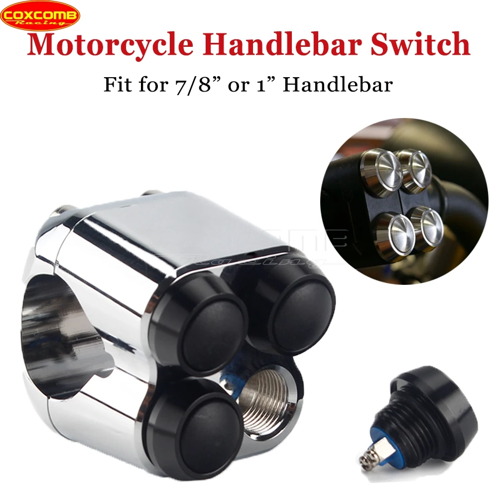Motorcycle Self-Return Self-Locking Button Momentary Latching Switch For Yamaha Vmax Virago Venture VStar Stratoliner Royal Star