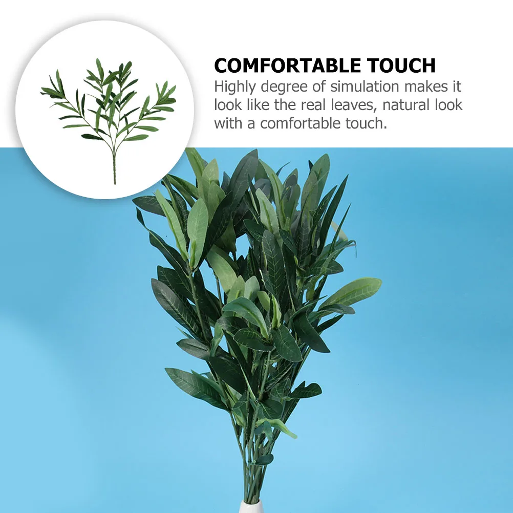 

2pcs Artificial Plants Indoor Olive Branch Bulk Tree Stems Faux Green Household Decor Wear-resistant Desktop Home Supply