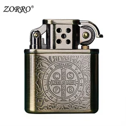 Zorro Kerosene Lighter Vintage Grinding Wheel Retro Metal Constantine Flint Copper Oil Gasoline Lighter Antique Series Lighter