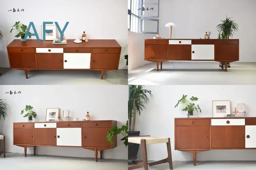 Danish Vintage Cherry Wood Replica TV Cabinet for MCM Style Vintage Furniture Teak TV Stand for Mid Century Modern Living