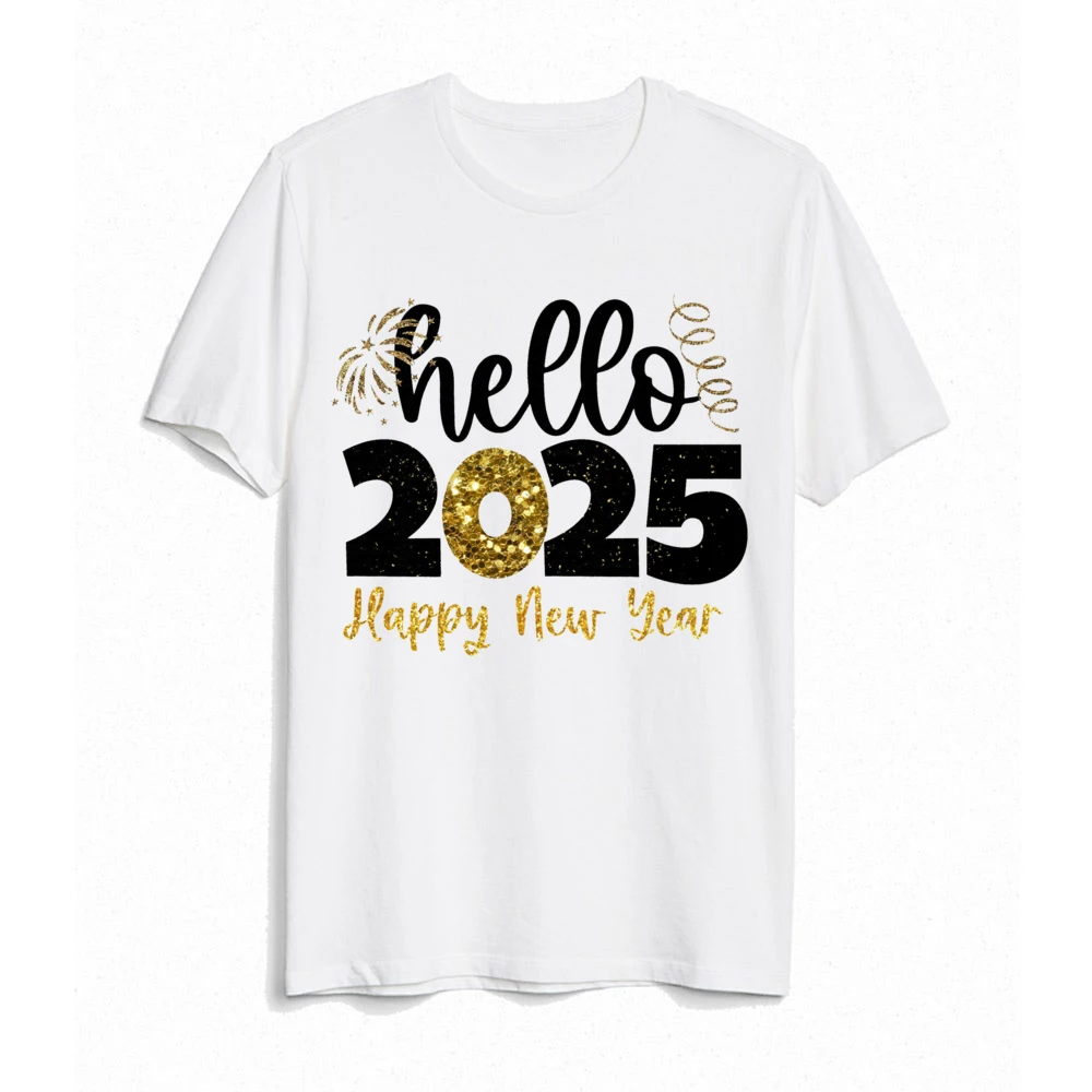 Hello 2025 Happy New Year Family Matching Outfits Dad Mom Kids Shirt Baby Bodysuit Family T-shirt Holiday Party Family Clothes