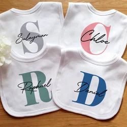 Personalised Baby Name Initial Bib Toddler Infant Custom Cotton Bibs Boy's Girl's Customised Bib Feeding Saliva Towel Stuff