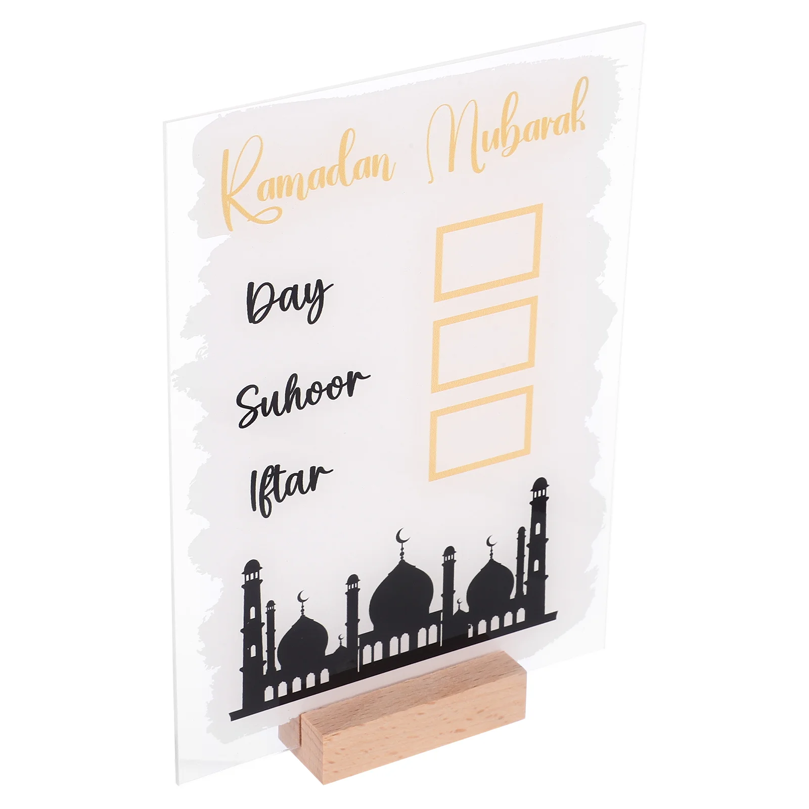 Handwritten Countdown Sign Acrylic Perpetual Desktop Decor Eid Mubarak Decoration Month Date Display 1Set Eid Mubarak Decoration
