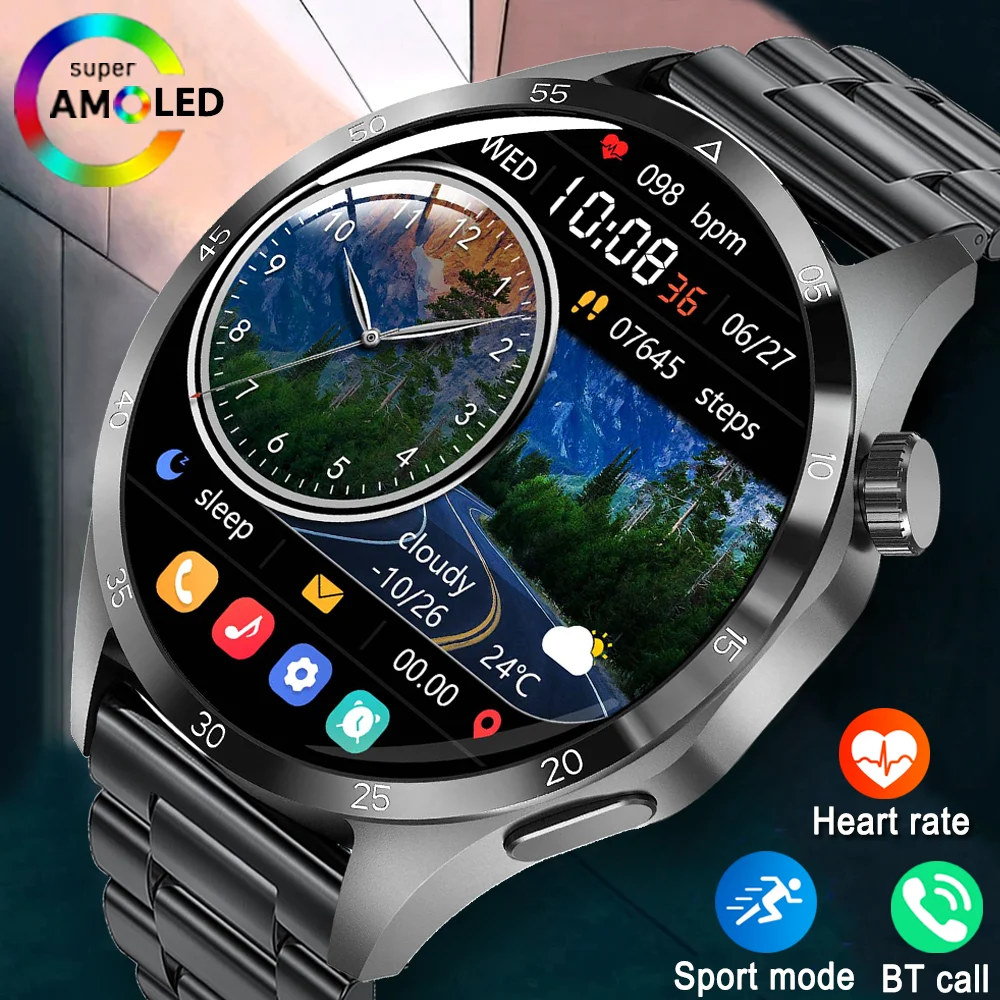 

Новые мужские умные часы 360*360 HD AMOLED дисплей сообщение Push пульсометр спорт на открытом воздухе водонепроницаемый Bluetooth вызов для Android iOS