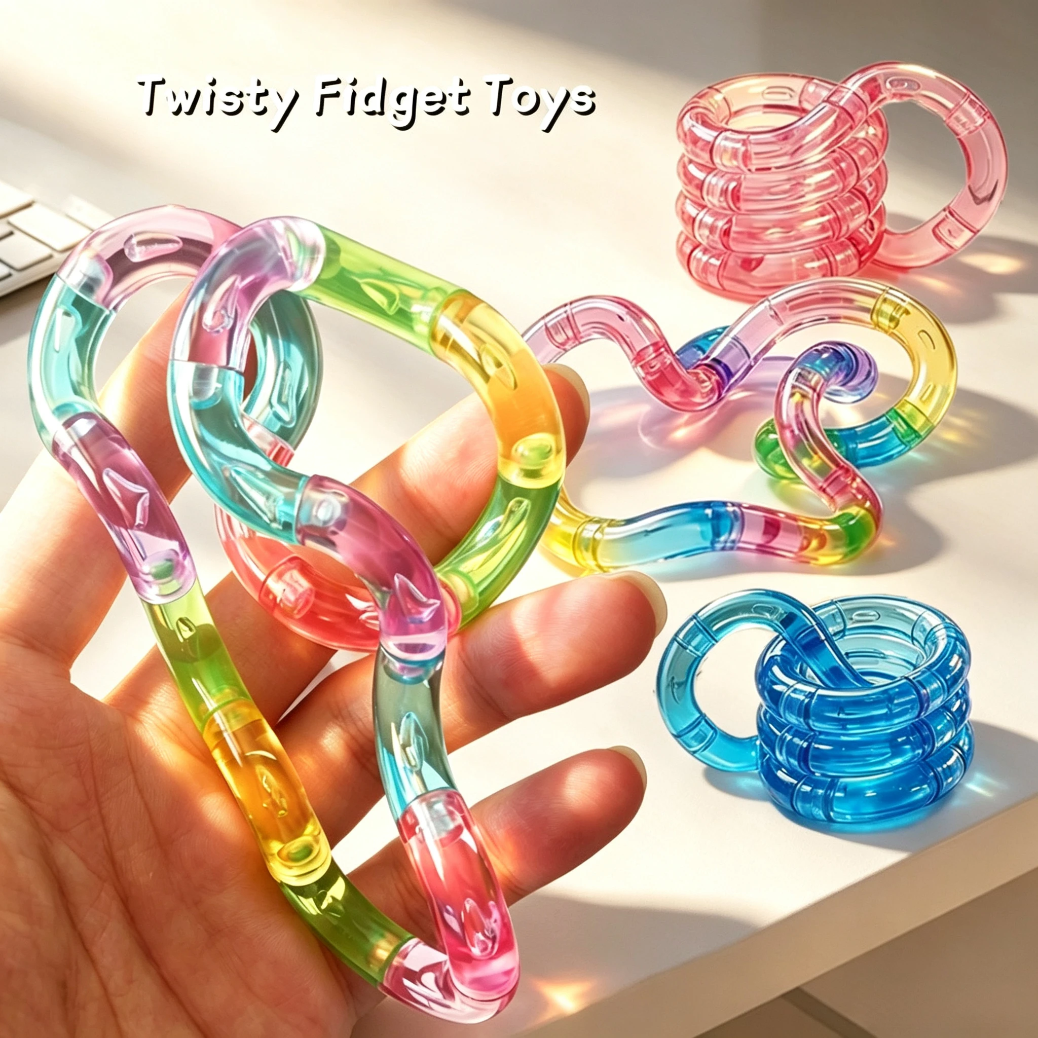 1/2/4pc Multicolor Twisty Chain Sensory Fidget Toys Quiet Gift Relax Decompression Spin Twist Chain Anti Anxiety Alternative Toy