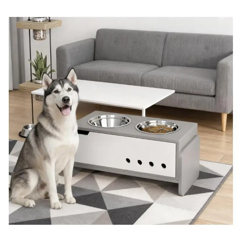 

Набор регулируемых поднятых мисок для собак среднего и очень большого возраста — 3 высота, идеальное решение для кормления