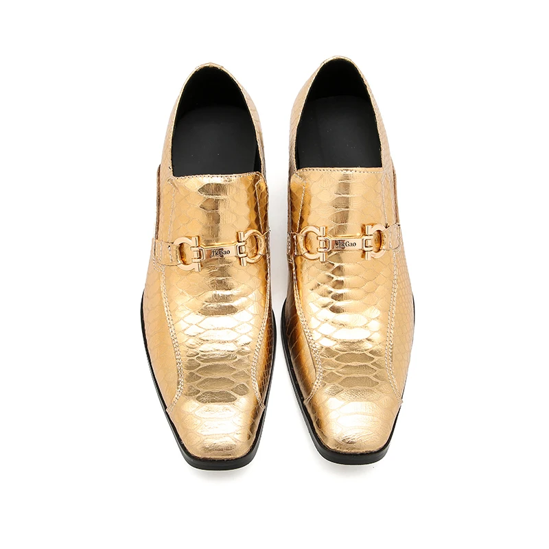 Herren-Slipper im italienischen Stil mit Krokodilmuster, hoher Absatzhöhe, aus echtem Leder, luxuriöse, formelle Schuhe für Geschäftstermine und festliche Anlässe. – Detail 8