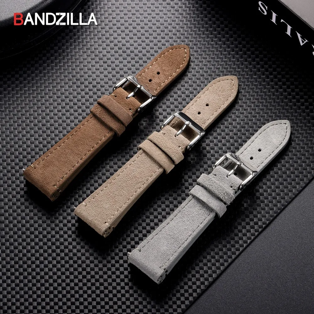 20mm 22mm Vintage Wildleder Leder Uhrenarmband für Seiko Handgefertigte Nähte Armband für Rolex Universal Quick Release Armband – Detail 3