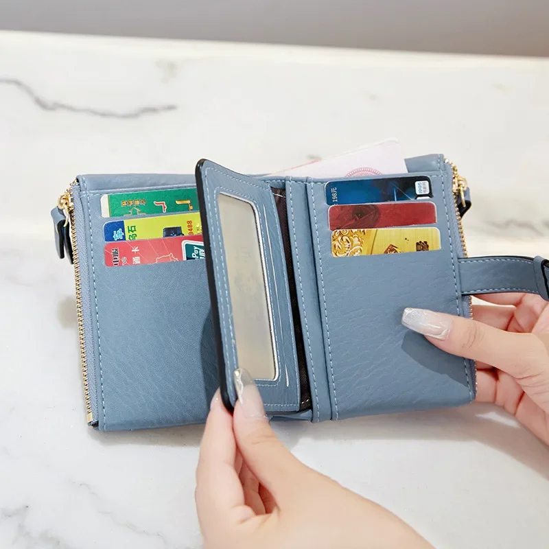 

Minimalist New Versatile Compact Soft Leather Bag Fashionable Small Fresh Multifunctional Card Bags Hand-held Wallet Slimwallet