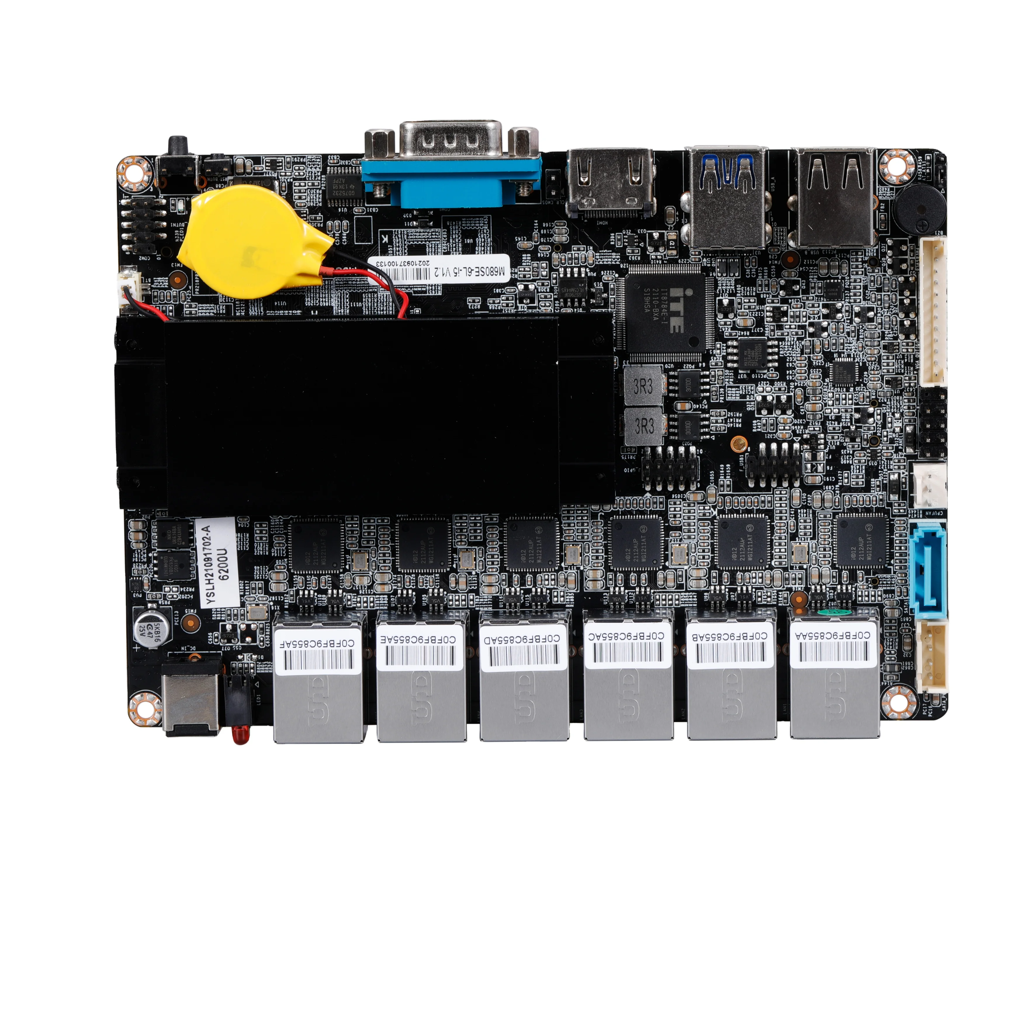 Thin Fanless 6LAN 6*1GbE 4USB Mini ITX Motherboard with Mini-PCIE Support WIFI 4g/3g for Sever or Firewall